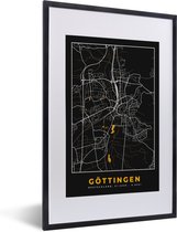 Fotolijst incl. Poster - Goud – Duitsland – Plattegrond – Gold – Stadskaart – Kaart – Göttingen - 40x60 cm - Posterlijst