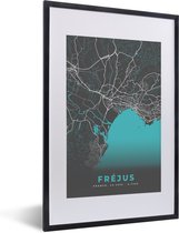 Cadre photo avec affiche - Fréjus - Carte - Plan - Plan de ville - France - 40x60 cm - Cadre pour affiche