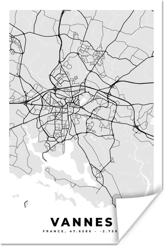 Affiche Plan de ville – France – Plan – Vannes – Carte - 80x120 cm
