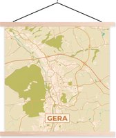 Posterhanger incl. Poster 90x90 cm - Schoolplaat - Kaart - Plattegrond - Gera - Vintage - Stadskaart - Textielposter - Blanke latten - Plattegrond