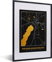Fotolijst incl. Poster - Goud – Duitsland – Plattegrond – Gold – Stadskaart – Kaart – Neubrandenburg - 30x40 cm - Posterlijst