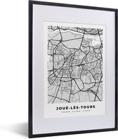 Fotolijst incl. Poster - Kaart – Stadskaart – Joué-lès-Tours - Plattegrond – Frankrijk - 30x40 cm - Posterlijst