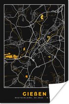 Poster Duitsland – Black and Gold – Gießen – Stadskaart – Kaart – Plattegrond - 80x120 cm