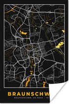 Poster Braunschweig - Goud - Stadskaart - Plattegrond - Kaart - Duitsland - 80x120 cm