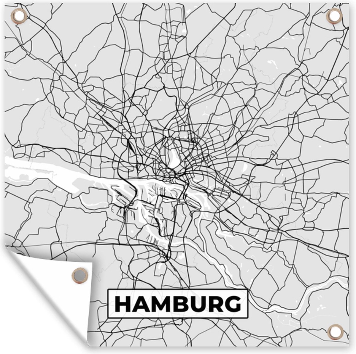 Tuin Poster Plattegrond Duitsland Hamburg Kaart Stadskaart X Cm Tuindoek Bol Com