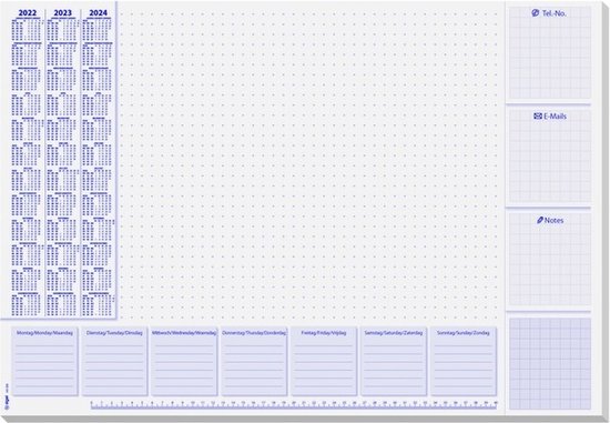 Sigel bureauonderlegger - Lilac - 59,5x41cm - 30 vel - dag/weekindeling en notities - 2023/2024/2025 - schrijfonderlegger - SI-HO355