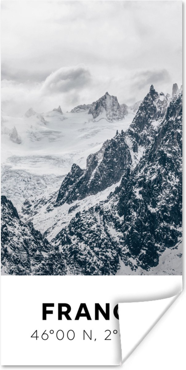 Poster Frankrijk - Bergen - Sneeuw - 75x150 cm