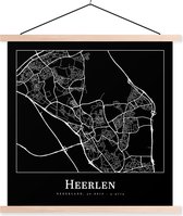 Posterhanger incl. Poster 40x40 cm - Schoolplaat - Stadskaart - Heerlen - Kaart - Plattegrond - Textielposter - Blanke latten - Plattegrond