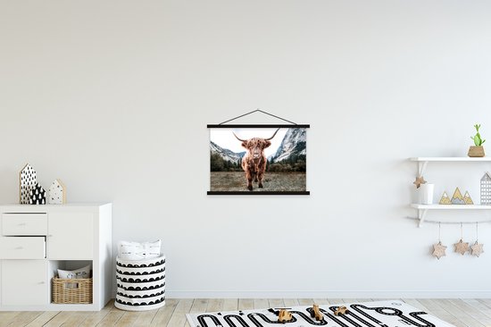 Porte-affiche avec affiche - Affiche scolaire - Highlander écossais - Berg - Animaux - 60x40 cm - Lattes noires