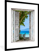 Fotolijst incl. Poster - Strand - Tropisch - Zee - Doorkijk - 60x80 cm - Posterlijst