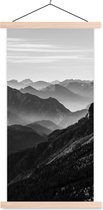 Posterhanger incl. Poster 40x80 cm - Schoolplaat - Bergen - Natuur - Mist - Textielposter - Blanke latten