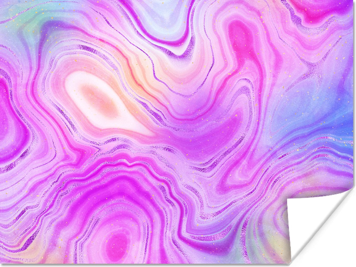 Poster Neon - Agaat geode - Stenen - 120x90 cm