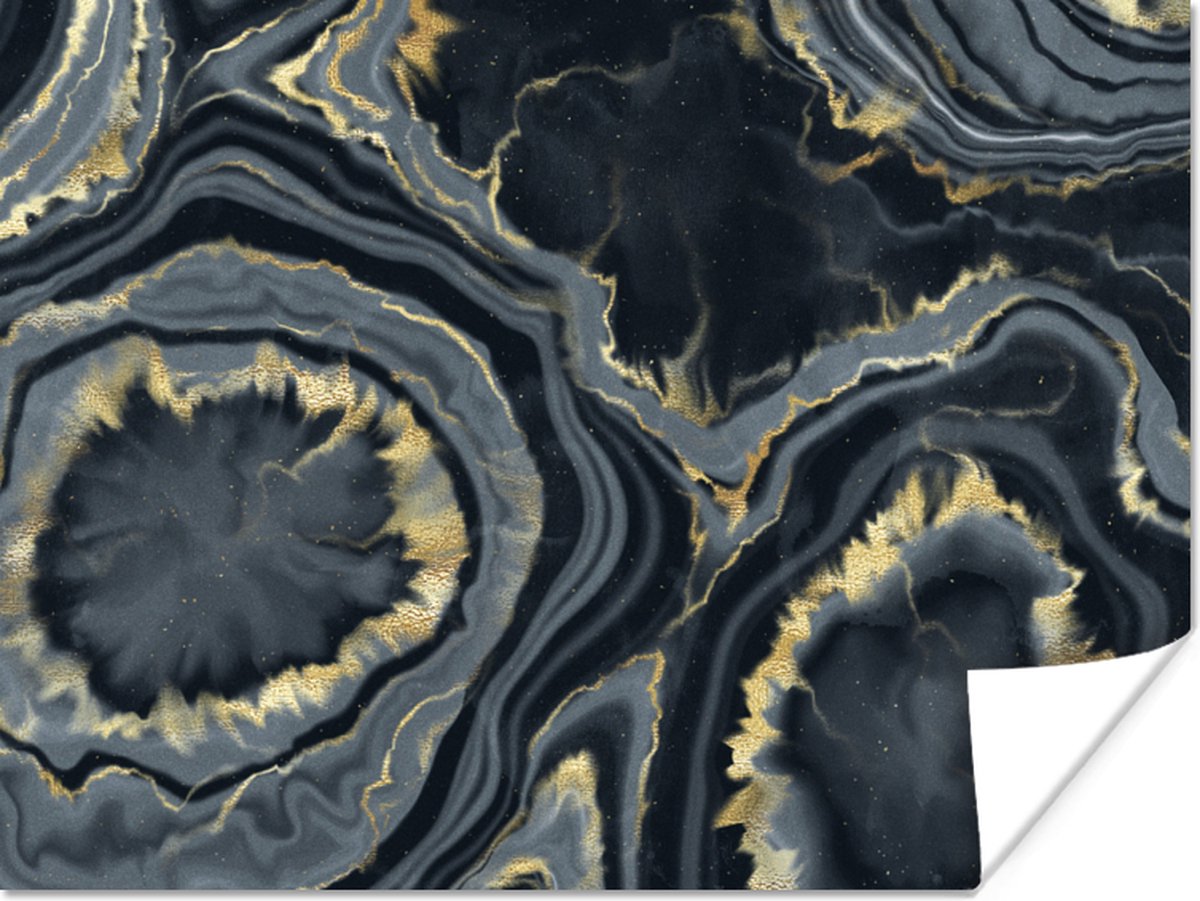 Poster Geode - Goud - Marmer - Stenen - 40x30 cm