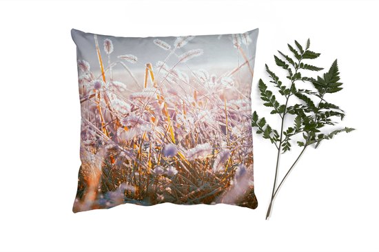 Sierkussens - Kussentjes Woonkamer - 60x60 cm - Gras - Zon - Winter - Sneeuw