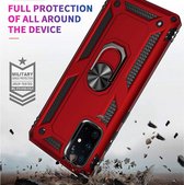Samsung Galaxy A02S Rood Shockproof Militairy Hybrid Armour Case Hoesje Met Kickstand Ring - Extreem Stevige Anti-Shock Hard Rugged Cover Bumper Hoes  - Stevige Shock Proof Backcover