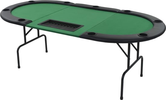 Thumbnail van een extra afbeelding van het spel VidaLife Pokertafel voor 9 spelers ovaal 3-voudig inklapbaar groen