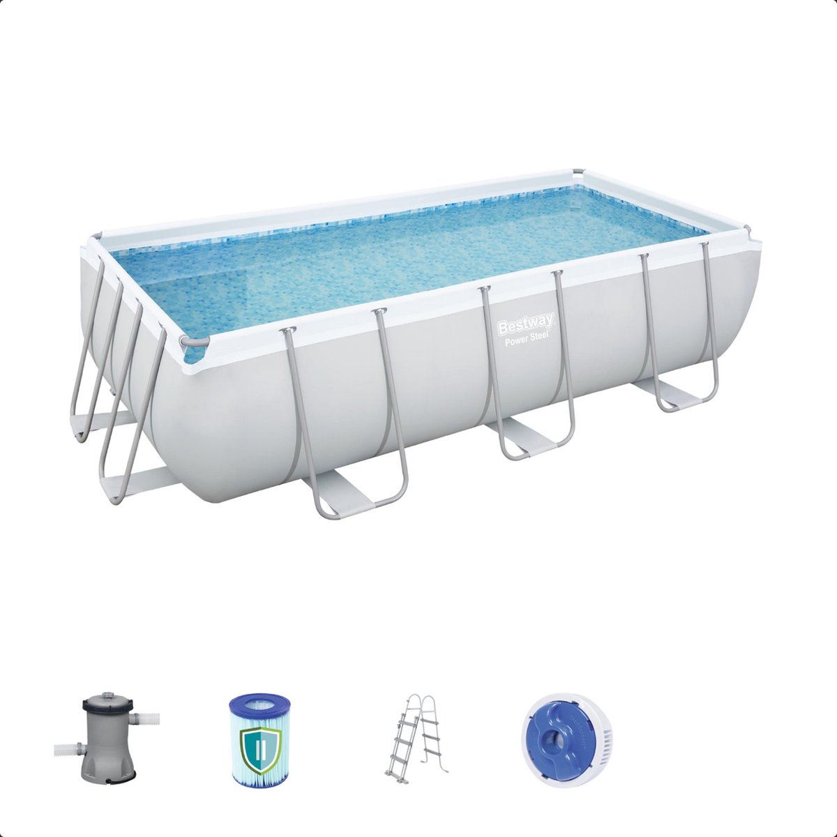 Bestway Power Steel zwembadset met filterpomp en trap - 404 x 201 x 100 cm