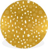 WallCircle - Wandcirkel ⌀ 60 - Kerst - Goud - Patronen - Ronde schilderijen woonkamer - Wandbord rond - Muurdecoratie cirkel - Kamer decoratie binnen - Wanddecoratie muurcirkel - Woonaccessoires