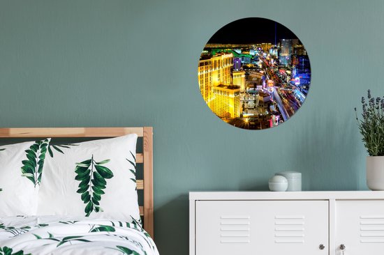 Skyline de nuit de Las Vegas - Feuille de plastique de cercle mural USA