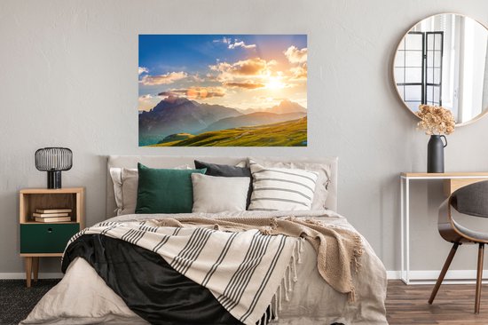 Poster Sunset in the Mountains 120x80 cm - Tirage photo sur Poster (décoration murale salon / chambre)