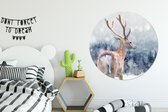 WallCircle - Wall Circle - Wall Circle Indoor - Cerf - Neige - Animal - 120x120 cm - Décoration murale - Peintures Ronds XXL
