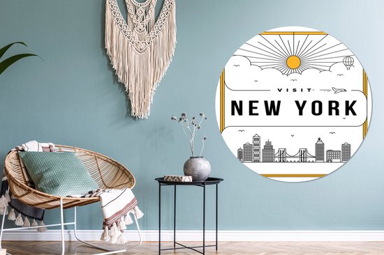 New York feuille de plastique cercle mur blanc