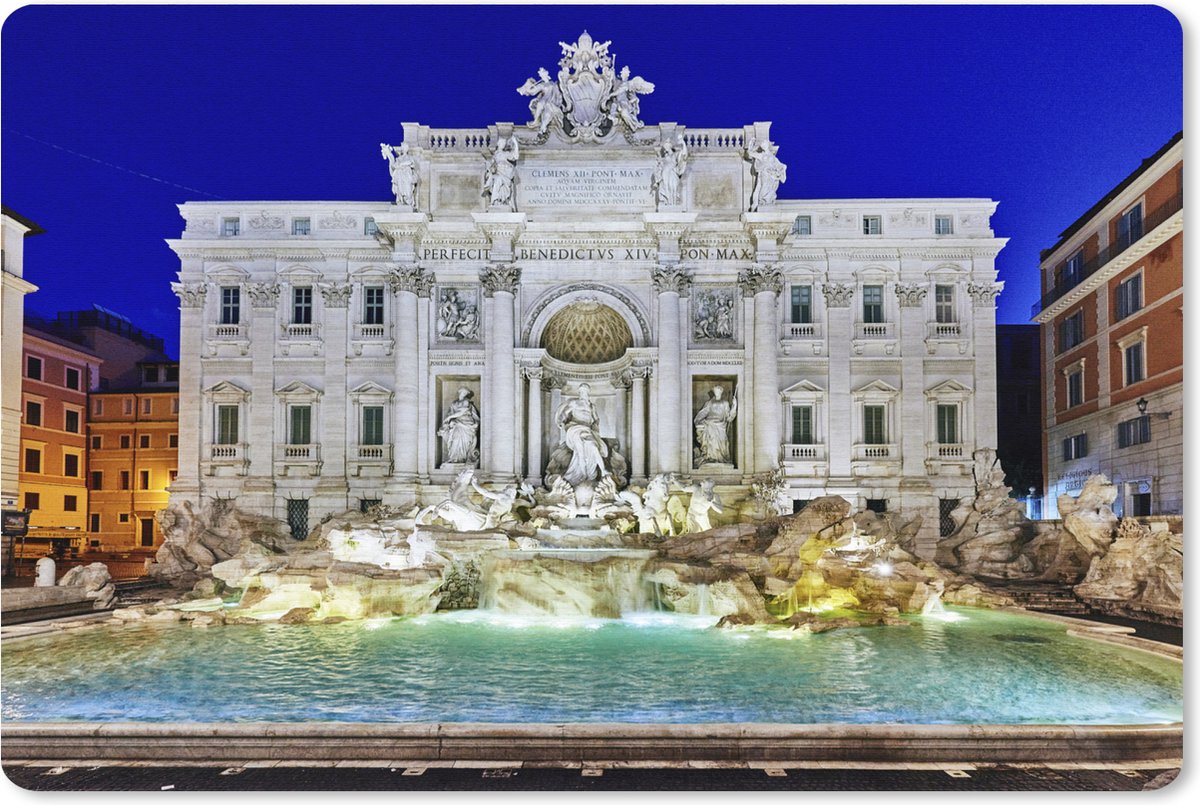 Muismat XXL 120x80 cm - Bureau onderlegger - Bureau mat Verlichting - Fontein - Rome - Bureaumat - Gaming mousepad xl - Bureaulegger groot - Computer deskmat