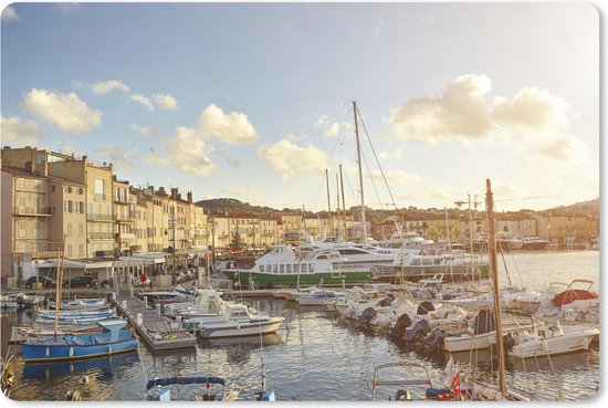 Muismat XXL - Bureau onderlegger - Bureau mat - De haven van de Franse havenplaats Saint-Tropez - 120x80 cm - XXL muismat