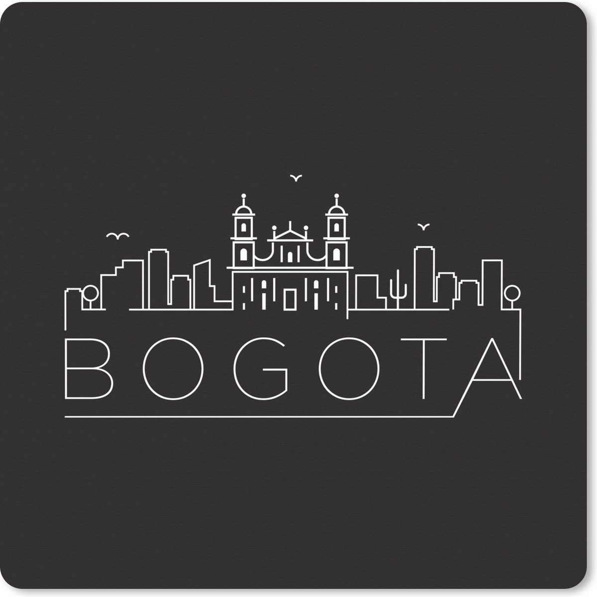Muismat XXL 40x40 cm - Bureau onderlegger - Bureau mat Skyline "Bogota" zwart - Bureaumat - Gaming mousepad xl - Bureaulegger groot - Computer deskmat