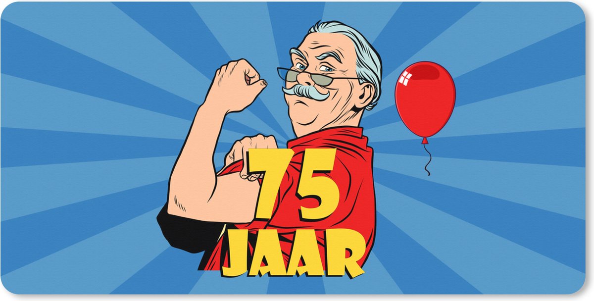 Muismat XXL 120x60 cm - Bureau onderlegger - Bureau mat Verjaardag - Jubileum - 75 Jaar - Bureaumat - Gaming mousepad xl - Bureaulegger groot - Computer deskmat