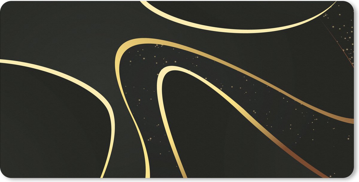 Muismat XXL - Bureau onderlegger - Bureau mat - Gouden golven op een zwarte achtergrond - 120x60 cm - XXL muismat