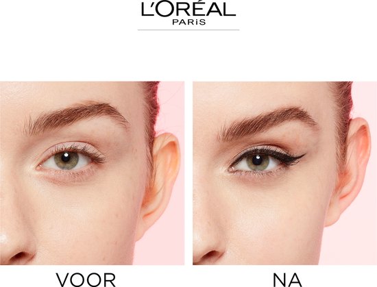 Vergelijking van een oog voor en na het aanbrengen van eyeliner. L'Oréal Paris.