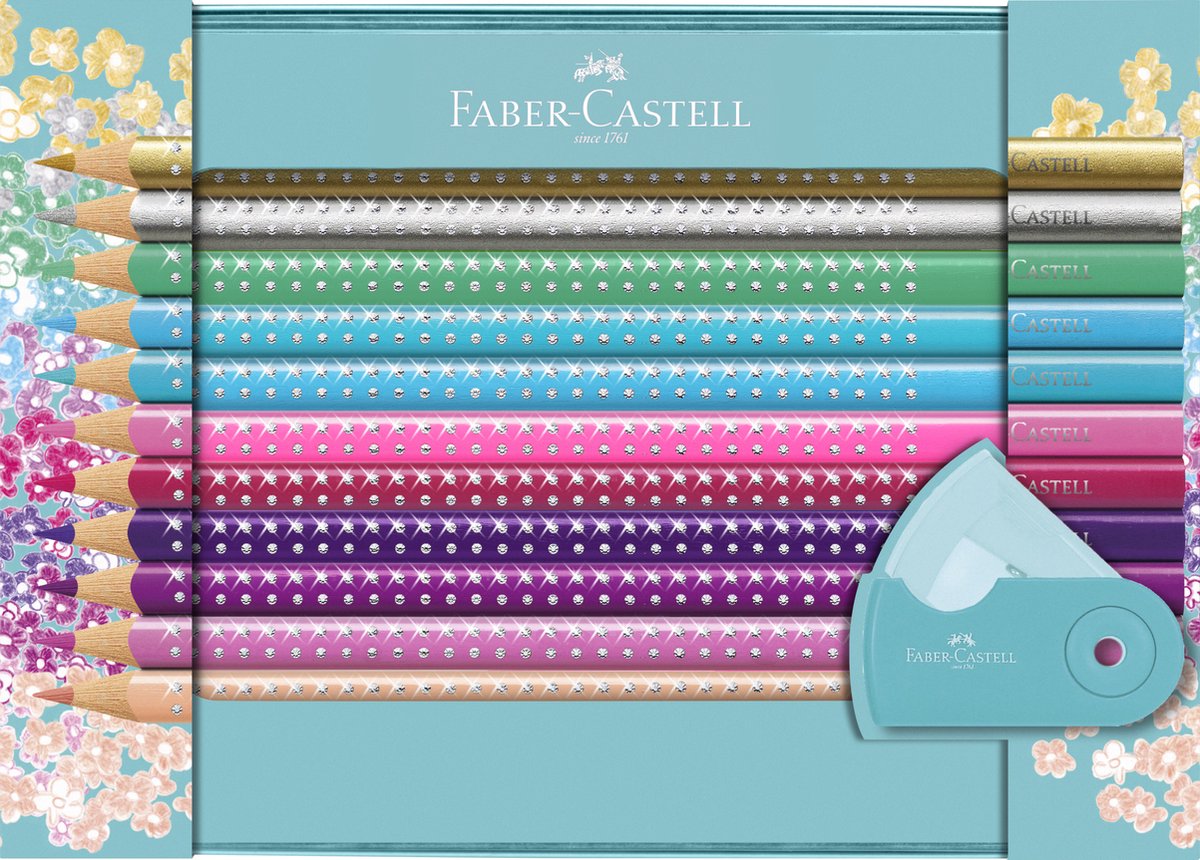 Sparkle set Faber-Castell 20x crayons de couleur et 1x mini taille-crayon |  bol.com