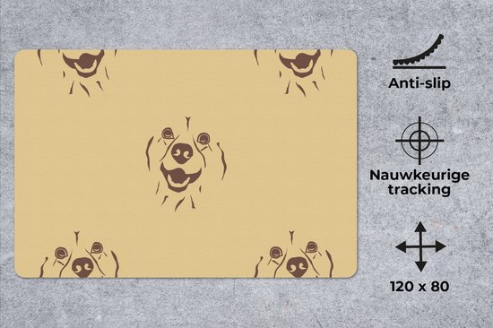 Muismat XXL 120x80 cm - Bureau onderlegger - Bureau mat Hond - Vintage - Patroon - Jongens - Bureaumat - Gaming mousepad xl - Bureaulegger groot - Computer deskmat