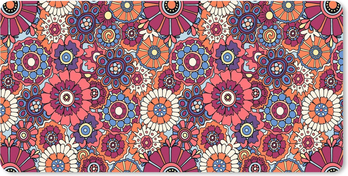 Muismat XXL 80x40 cm - Bureau onderlegger - Bureau mat Vintage - Patronen - Bloemen - Planten - Bureaumat - Gaming mousepad xl - Bureaulegger groot - Computer deskmat