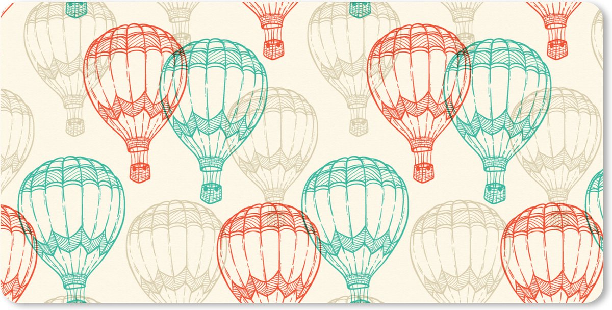 Muismat XXL 90x45 cm - Bureau onderlegger - Bureau mat Vintage - Luchtballon - Kind - Design - Bureaumat - Gaming mousepad xl - Bureaulegger groot - Computer deskmat