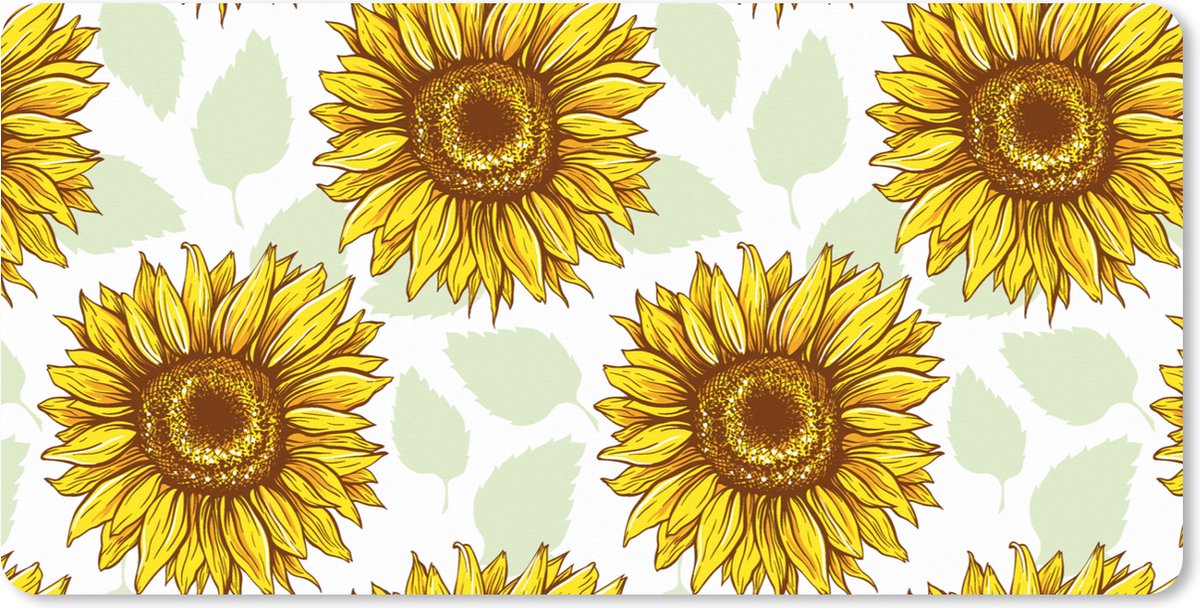 Muismat XXL 90x45 cm - Bureau onderlegger - Bureau mat Zonnebloem - Patronen - Bloemen - Bureaumat - Gaming mousepad xl - Bureaulegger groot - Computer deskmat