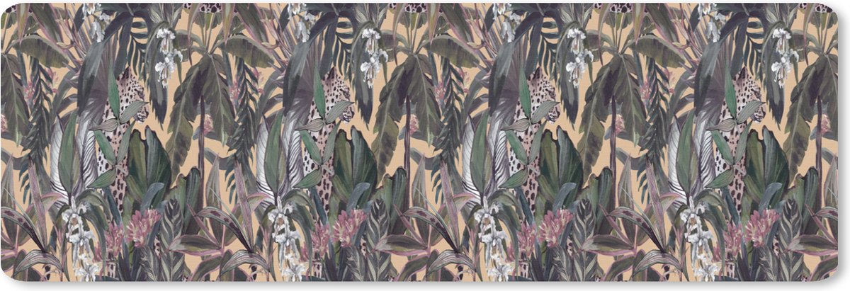 Muismat XXL 90x30 cm - Bureau onderlegger - Bureau mat Vintage - Jungle - Bladeren - Panter - Patronen - Bureaumat - Gaming mousepad xl - Bureaulegger groot - Computer deskmat