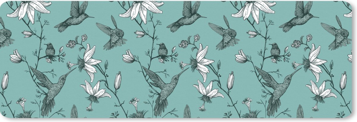 Muismat XXL 90x30 cm - Bureau onderlegger - Bureau mat Patronen - Vogel - Bloemen - Bureaumat - Gaming mousepad xl - Bureaulegger groot - Computer deskmat