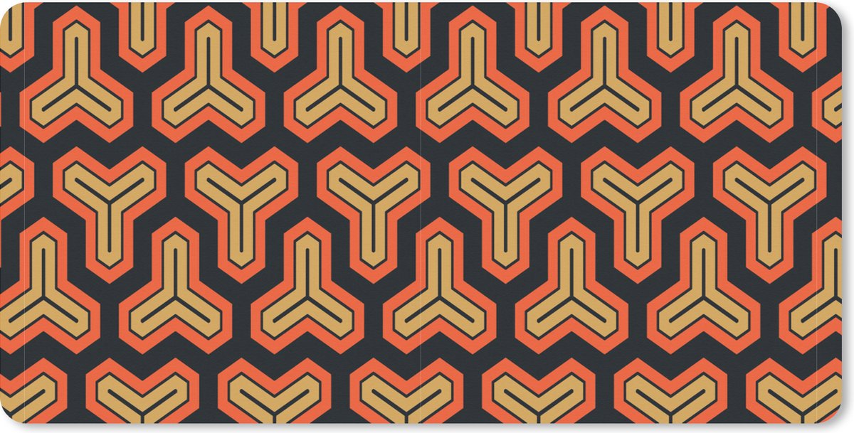 Muismat XXL 100x50 cm - Bureau onderlegger - Bureau mat Goud - Rood - Patronen - Japans - Bureaumat - Gaming mousepad xl - Bureaulegger groot - Computer deskmat