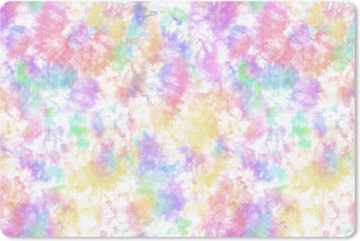 Muismat XXL 90x60 cm - Bureau onderlegger - Bureau mat Tie dye - Pastel - Regenboog - Verf - Patronen - Bureaumat - Gaming mousepad xl - Bureaulegger groot - Computer deskmat