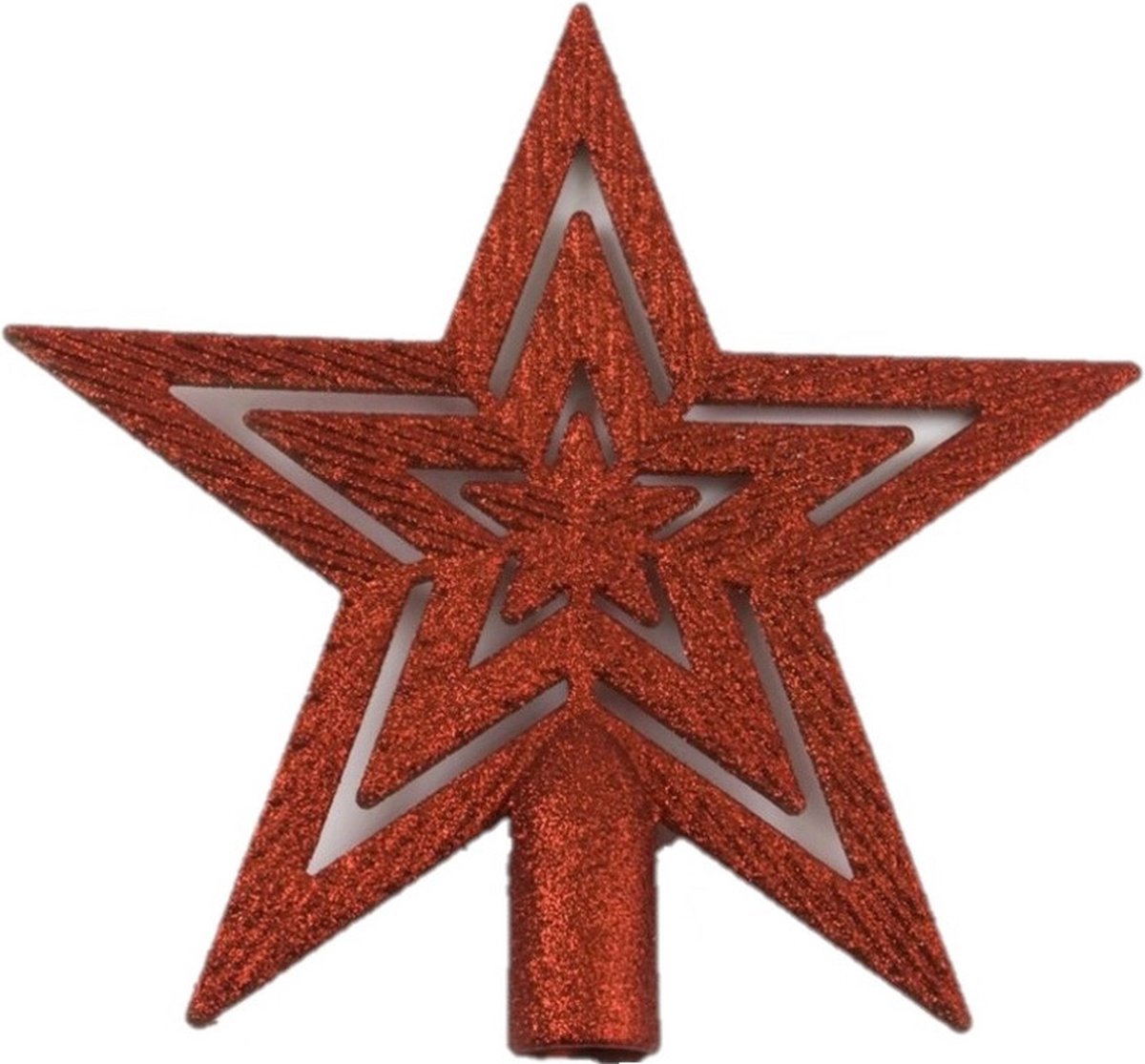 Gerimport Piek kerstboom - ster - rood - kunststof - 19 cm - Kerstpieken - Voor bomen tussen de 120 en 180 cm
