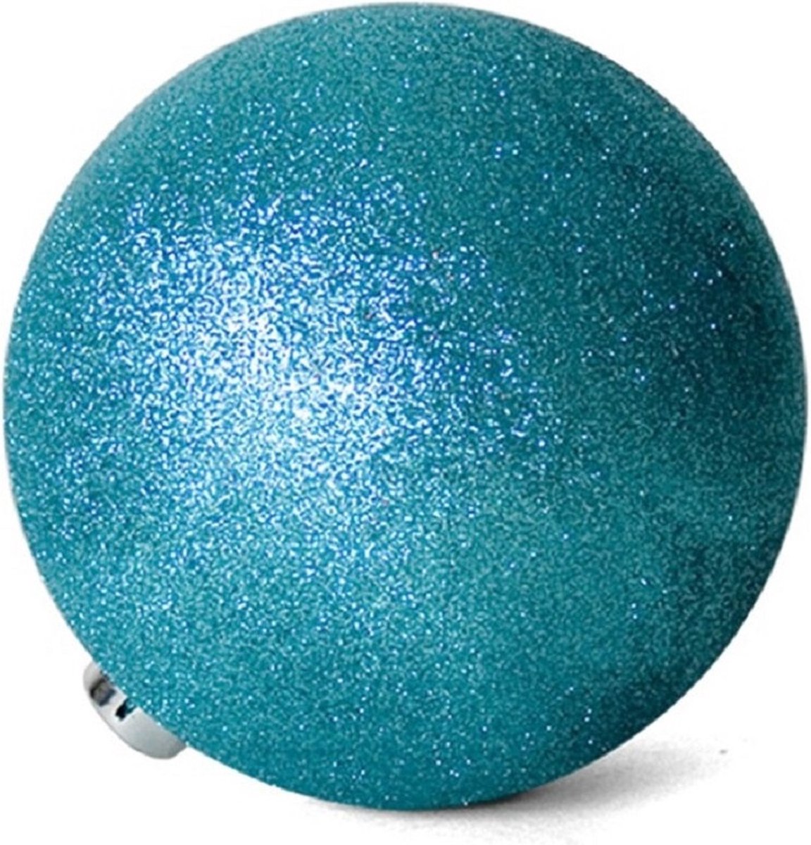 Grote kerstballen ijsblauw glitters kunststof diameter 15 cm