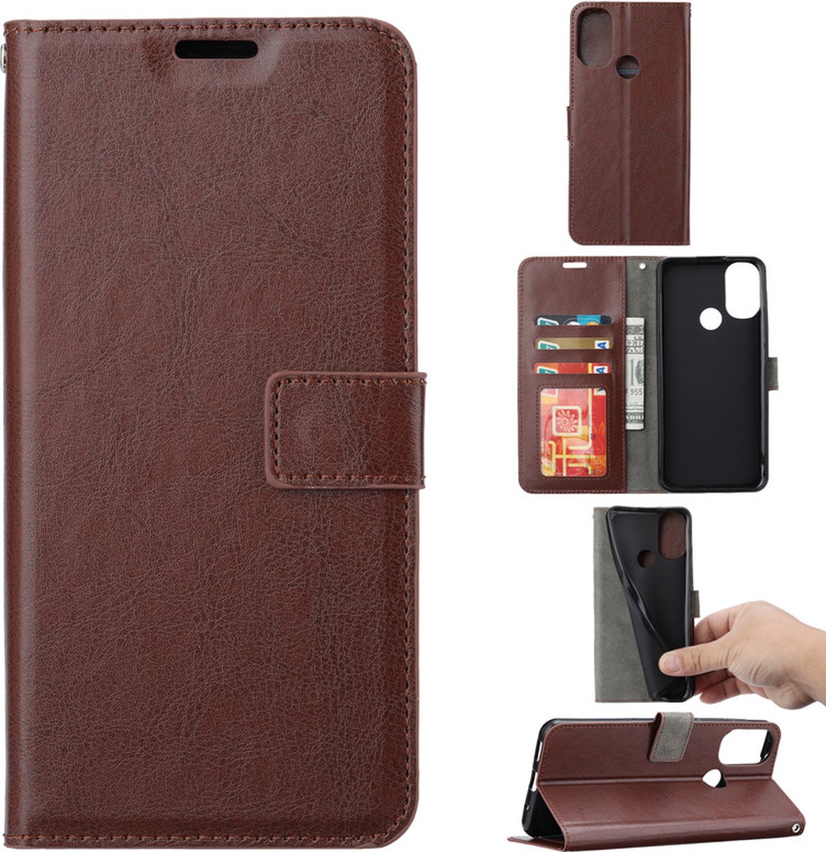 Bookcase Geschikt voor: Motorola Edge 30 Pro - Bruin - portemonnee hoesje
