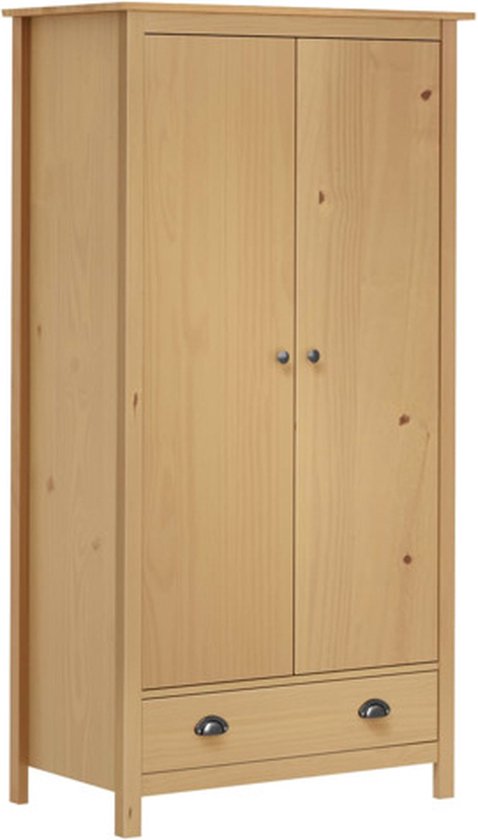 vidaXL-Kledingkast-Hill-2-deuren-89x50x170-cm-massief-grenenhout