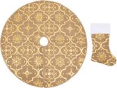 vidaXL - Kerstboomrok - luxe - met - sok - 90 - cm - stof - geel
