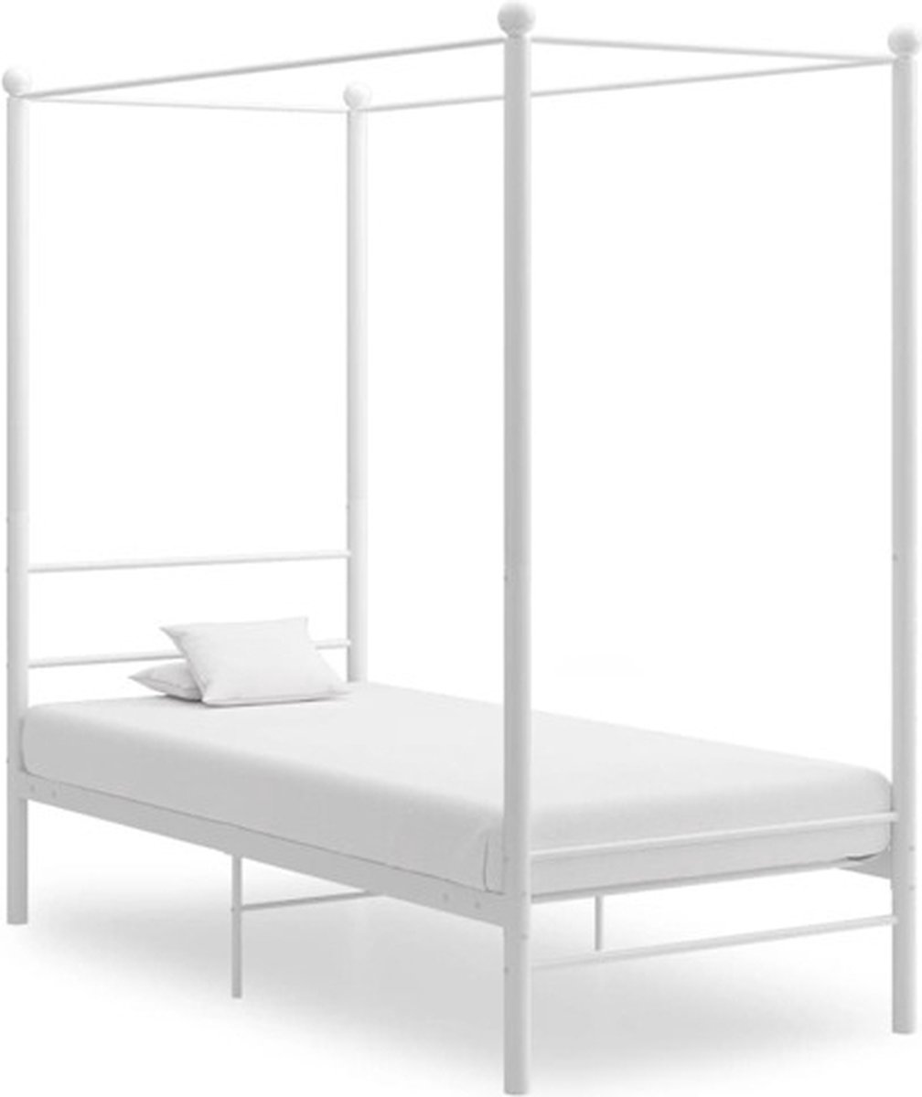 vidaXL - Hemelbedframe - metaal - wit - 100x200 - cm