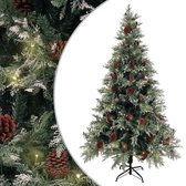 vidaXL - Kerstboom - met - LED - en - dennenappels - 195 - cm - PVC - en - PE - groen - en - wit