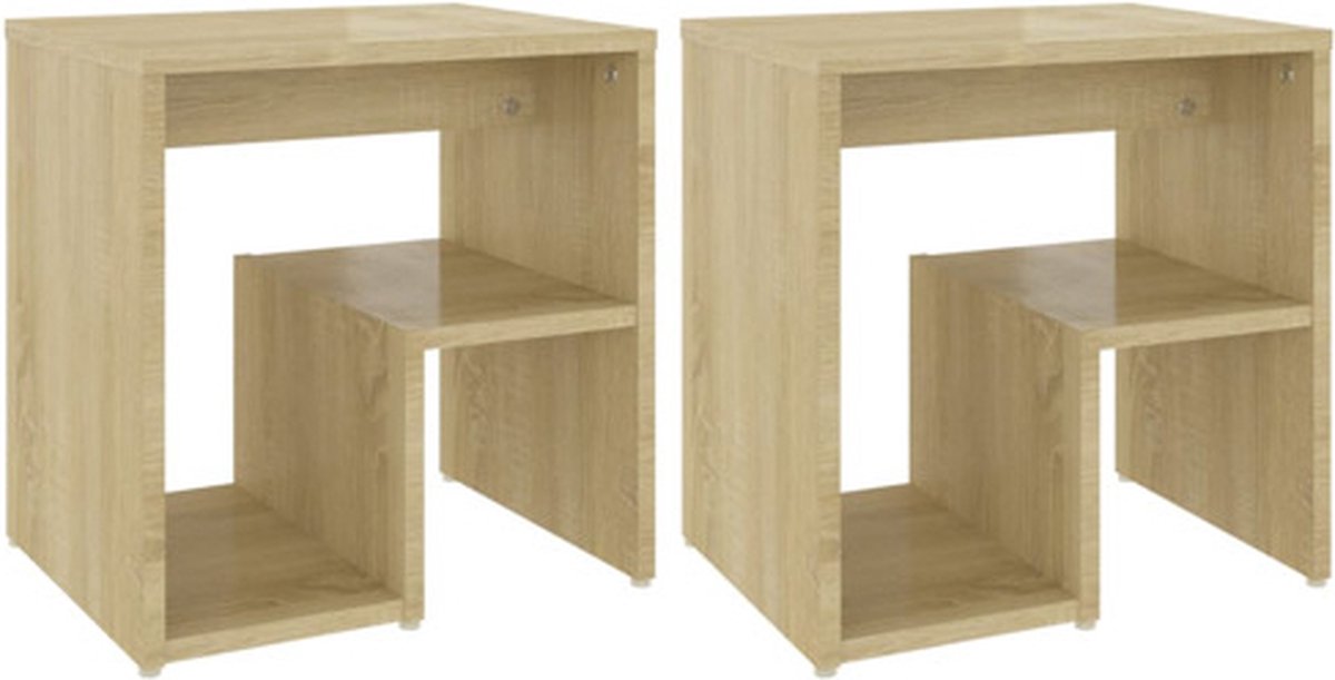 vidaXL Nachtkastjes 2 st 30x30x40 cm bewerkt hout oud houtkleurig, kast, kastje, slaapkamermeubels, nacht kastje, bijzetkastje, slaapkamerkastje