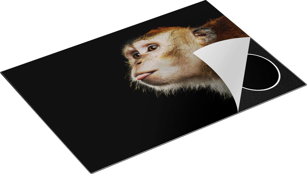 Chefcare Inductie Beschermer Apenkop met Zijn Tong uit - Aap - 77x51 cm - Afdekplaat Inductie - Kookplaat Beschermer - Inductie Mat